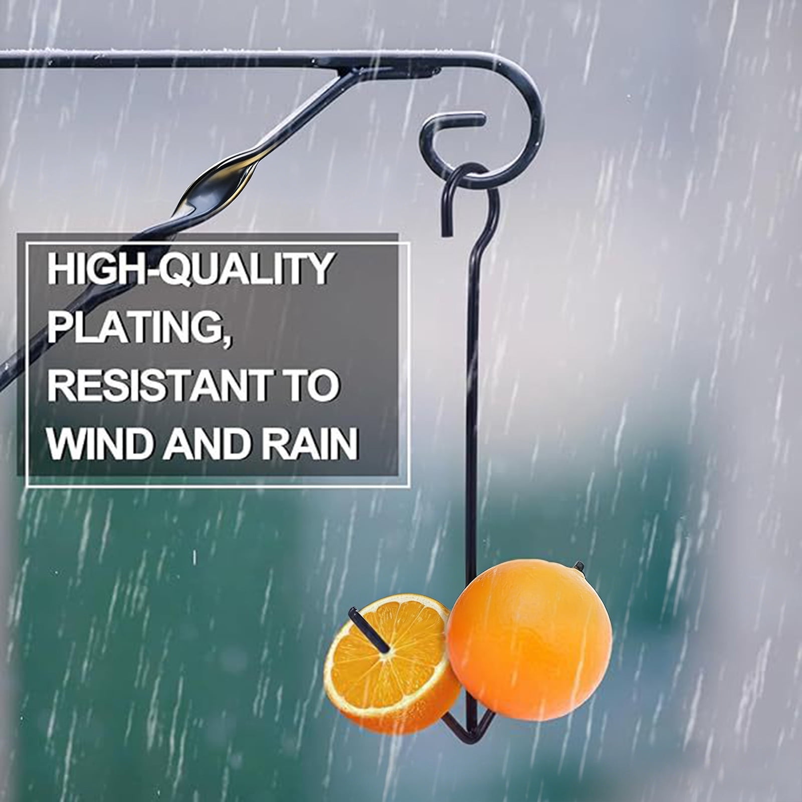 ERTZAE Oriole Bird Feeder,Orange Fruit Oriole Feeder,Hanging Orange Fruit,Outside Black Fruit Holder,Outdoors Garden Patio,Hanging Bird Feeder 11x17in,Garden Hook,Bird Feeder for Patio Window Balcony