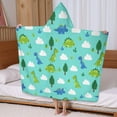 thumbnail image 5 of LightBlue Cartoon Dinosaurs Trees Clouds Pattern Hooded Bath Towel，60"x35" for Ages 3 To 12 Kids, Quick Dry Lightweight Soft Microfiber Hood Beach Towel Cover Up for Kids, 5 of 7