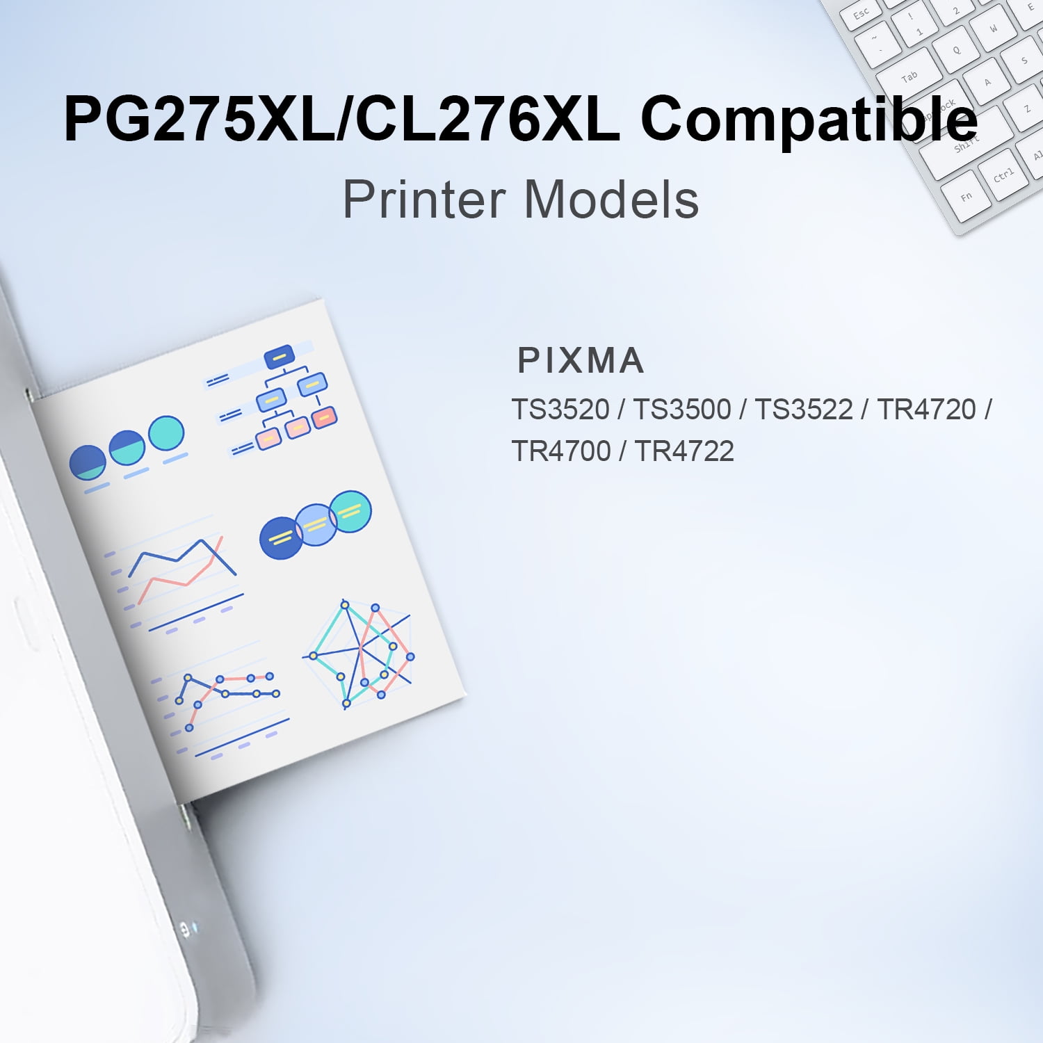 TS3722 ink cartridge for PG275xl/CL276xl ink cartridge Compatible for Canon 275xl 276xl Printer Ink cartridge for Canon PIXMA TS3722 TR4722 TS3522 TR4700 TS3520