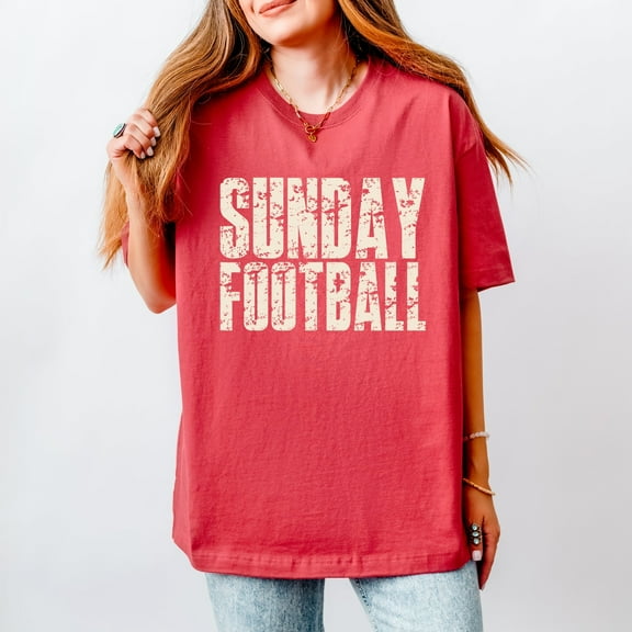 Sunday Football Block Distressed - Women's Heavyweight Graphic T-Shirt