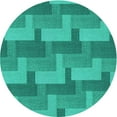 thumbnail image 1 of Ahgly Company Machine Washable Indoor Round Transitional Dark Turquoise Green Area Rugs, 3' Round, 1 of 7