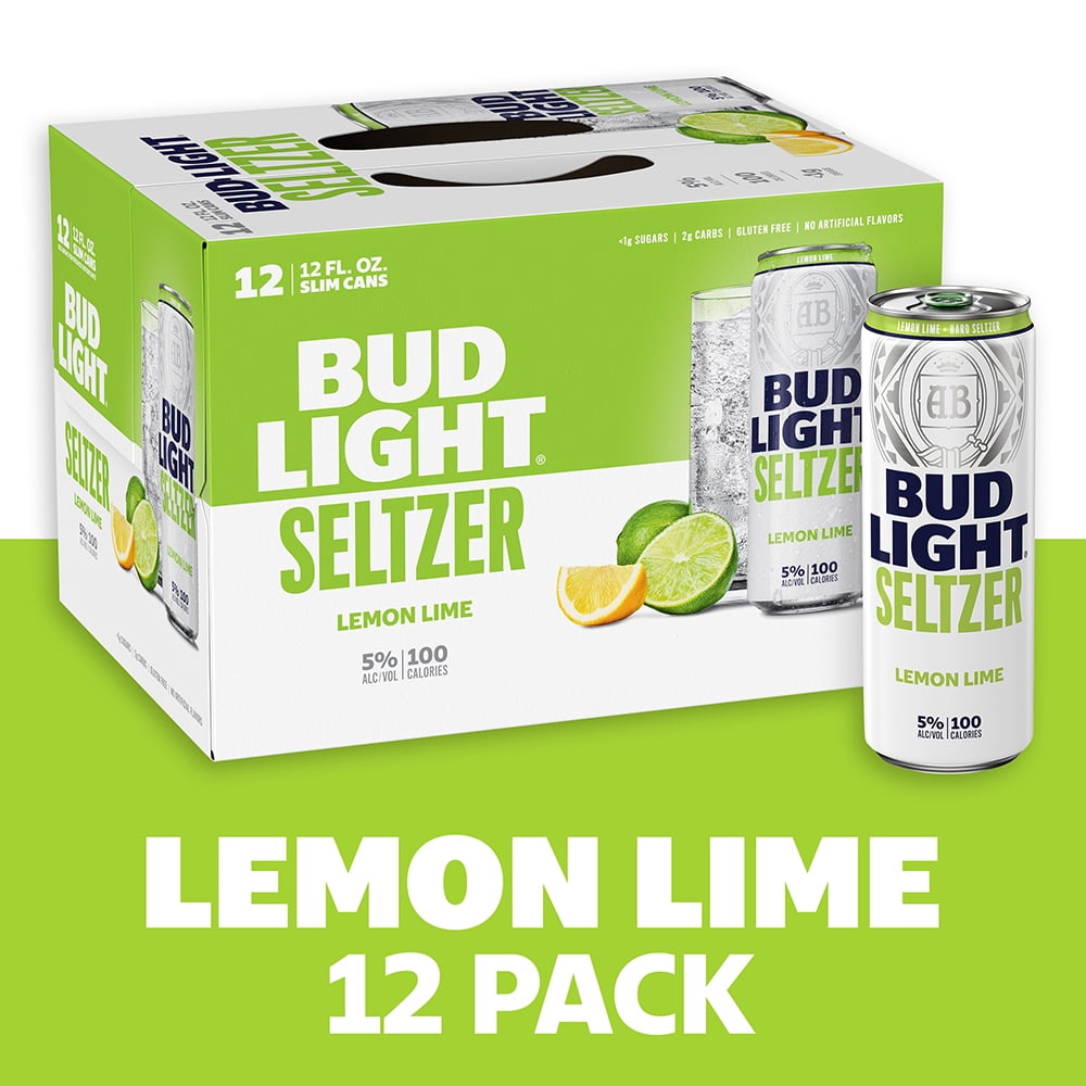 Bud Light Seltzer Lemon Lime Gluten Free Hard Seltzer 12 Pack 12 Fl Oz Slim Cans Walmart Com Walmart Com