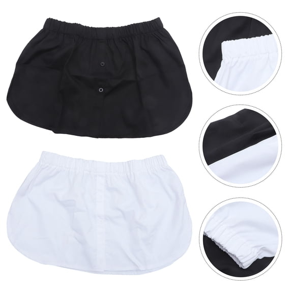 TABLZONE Black Shirt Length 2 Pieces Acetate Fiber Adjustable Hem Extension for Shirts and