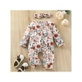 thumbnail image 2 of Bagilaanoe Newborn Baby Girls Long Jumpsuit 3M 6M 12M 18M 24M Long Sleeve Floral Zipper Casual Romper+Headband, 2 of 8