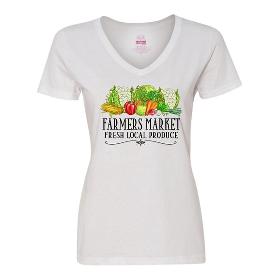 Inktastic Farmers Market Fresh Local Produce Women's V-Neck T-Shirt