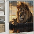 thumbnail image 5 of 4PCS Retro Lion Bathroom Set with Rugs and Toilet Lid Cover Modern Desert Wildlife Walking Waterproof Shower Curtain Set for Bathroom Decor, Style-4, 5 of 8