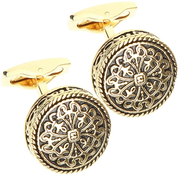 IBASETOY 2Pcs Vintage Cufflinks for Men Golden Alloy Fashion Accessory Christmas Party