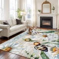 thumbnail image 3 of Summer Botanical Large Area Rugs for Bedroom Living Room, Soft Non Slip Carpet Bedside Rug, White Daisy Botanical Bee Farmhouse Rectangular Floor Cover Kitchen Accent Rug 6'x9' for Dining Room/Office, 3 of 9
