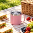 thumbnail image 6 of JHyouerji 12oz Coffee Mug,Pink Double Wall Vacuum Insulated Stainless Steel Camping Coffee Mug with Handle Spill Proof Sliding Lid Outdoor Travel Thermal Cup, 6 of 6