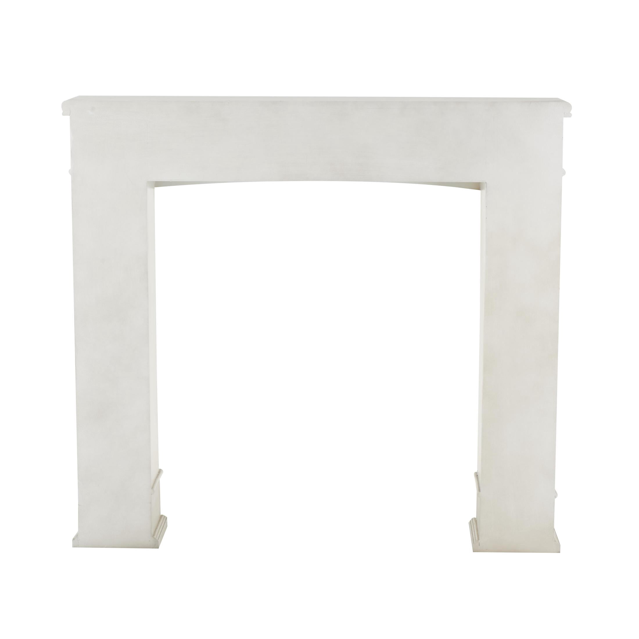 DecMode 47" x 43" Wooden White Freestanding Surround Fireplace Mantle with Leaf Accents