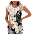 thumbnail image 1 of Camiseta sin mangas de encaje con estampado de mujer Camiseta sin mangas de empalme de cuello redondo Camiseta ligera y cómoda delgada OAVQHLG3B Store  lin121212, 1 of 5
