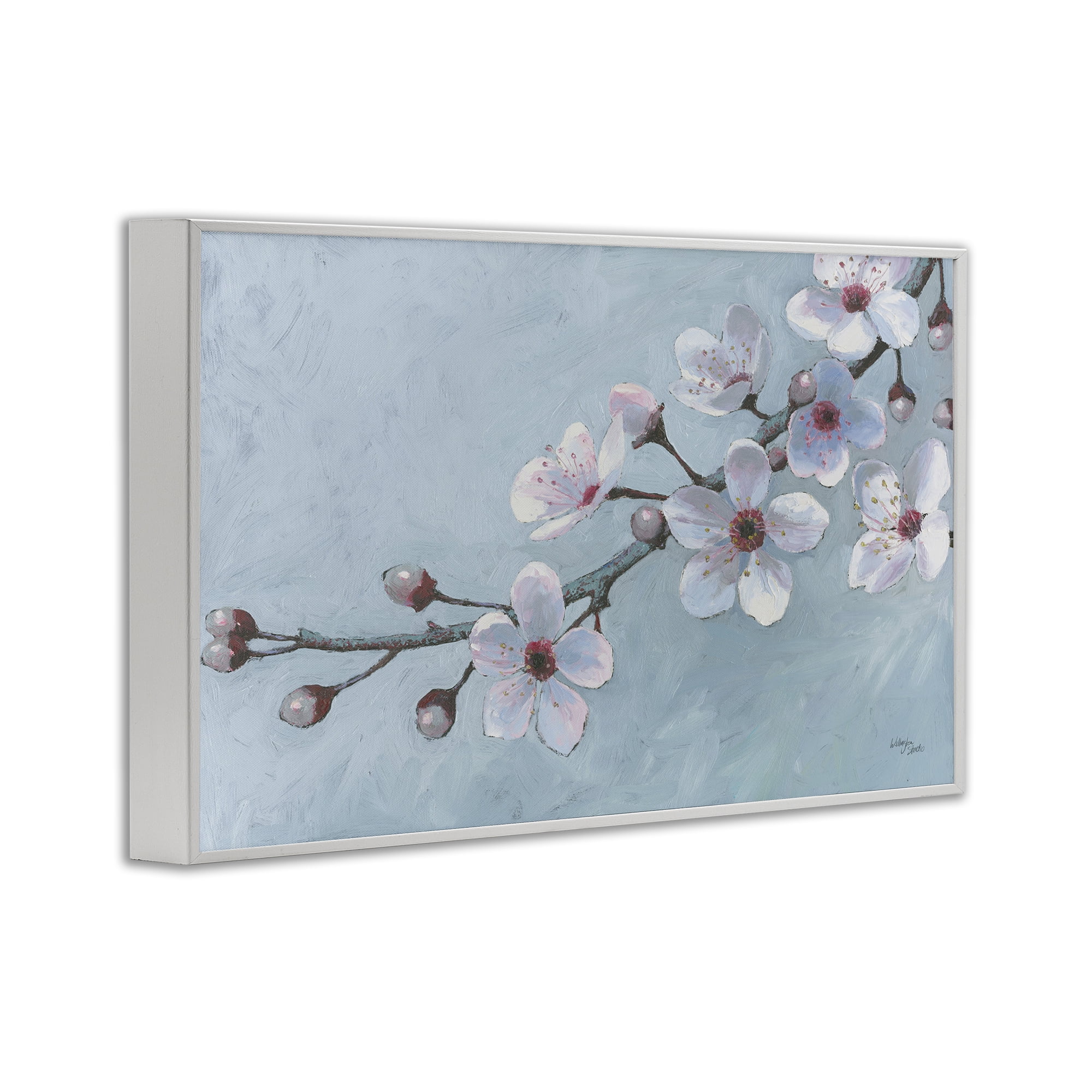 Stupell Industries Branch of Blossoms Botanical & Floral Painting White Framed Art Print Wall Art, 18 x 12