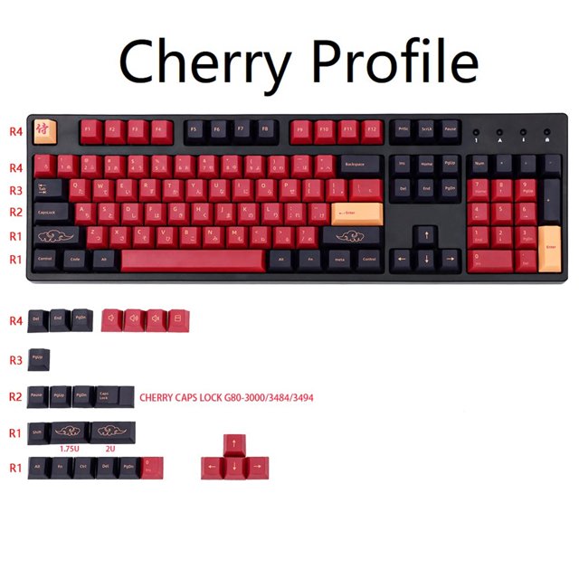 PBT decorativo 130 teclas Cherry para mecánico, fácil de instalar - japonés Hugo Teclas de teclado