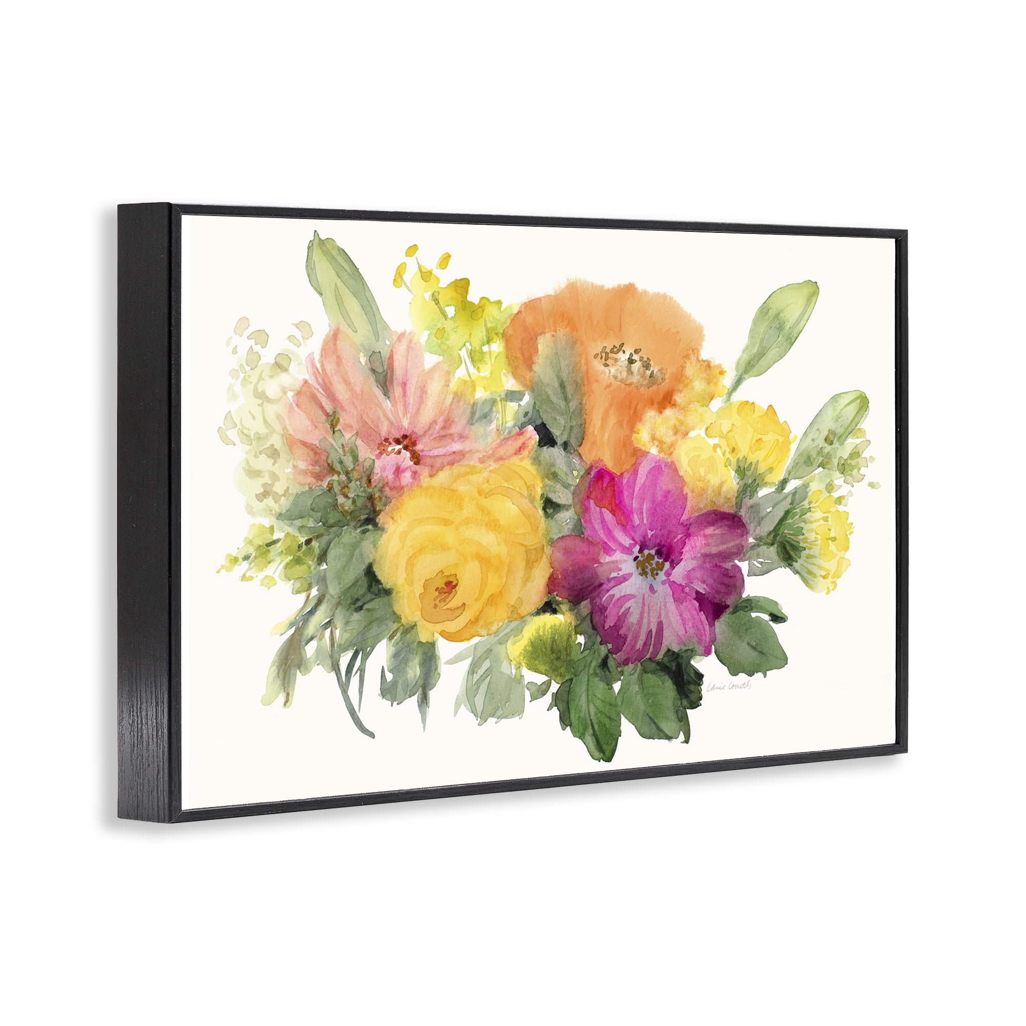 Stupell Industries Bold Bouquet Beauty Botanical & Floral Painting Black Framed Art Print Wall Art, 24 x 16