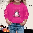 thumbnail image 2 of CUZIBR Little Girls Halloween Crewneck Sweatshirt Pumpkin Ghost Bow Letter Graphic Pullover Long Sleeve Soft Streetwear,Hot Pink,2-3 Years, 2 of 4