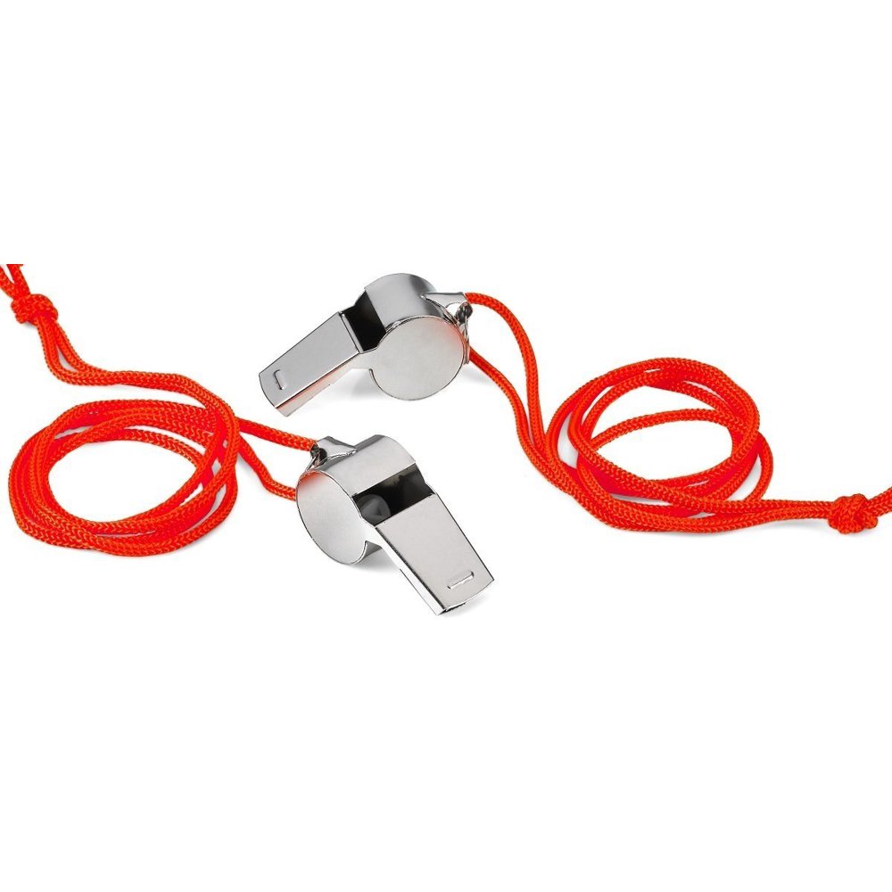 2 Pack Stainless Steel Coaches Whistle With Lanyard Easy Blow Loud