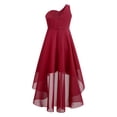 thumbnail image 2 of Yeahdor Girls One Shoulder Bridesmaid Dress Evening Wedding Birthday Party Proms Ball Gown Burgundy 16, 2 of 7