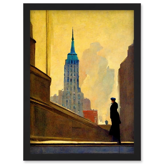 5th Avenue New York At Sunrise Watercolour Painting Artwork Framed Wall Art Print A4