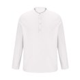 thumbnail image 4 of UVEASISHA Mens Fall Henley Shirts Long Sleeve Quarter Button Up Tops Regular Fit Casual Solid Color Pullover 2025 Fashion Collarless Shirt for Men Christmas Sales Today White XL, 4 of 6