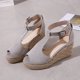 thumbnail image 5 of Sandalias de tacón de cuerda de cáñamo de verano con correa de tobillo para mujer a la moda Wmkox8yii  shjk942, 5 of 8