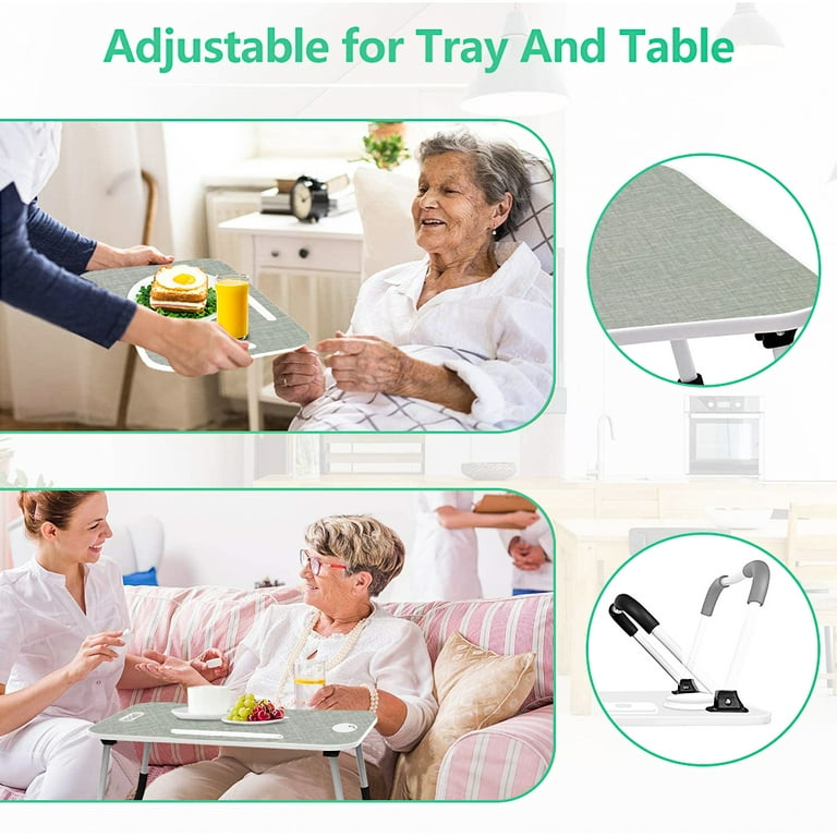 Bed Tray Table Folding Legs with Phone Tablet Holder, Cup Holder, USB Cable  Hole, Breakfast Food Tray for Sofa Bed Eating Drawing, Platters Serving