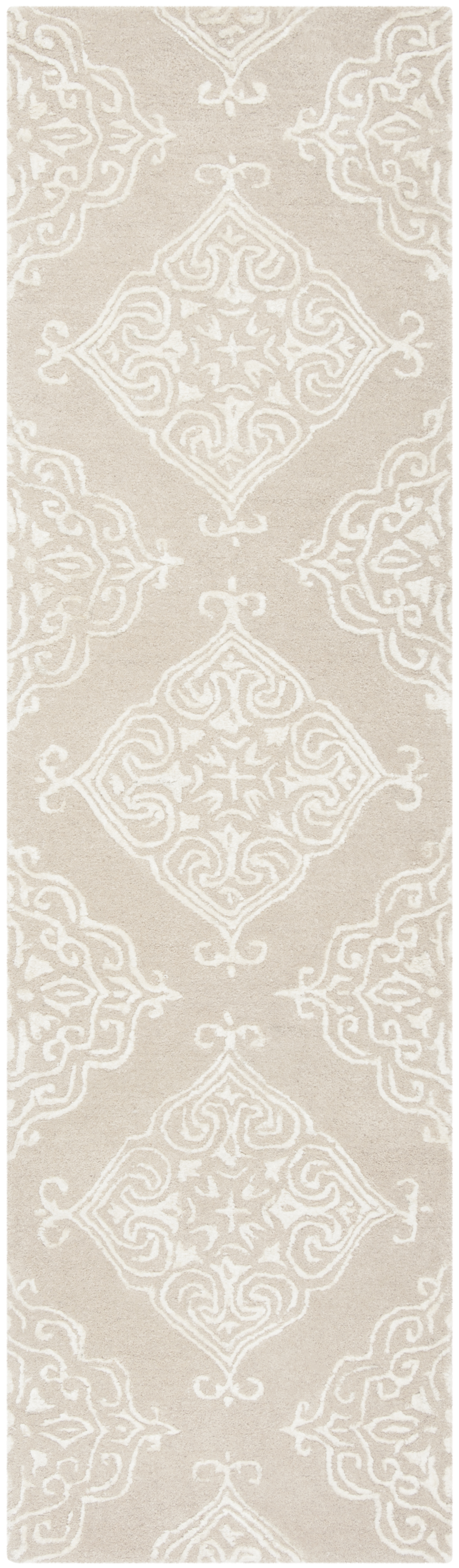 SAFAVIEH Glamour Georgene Damask Runner Rug, Beige/Ivory, 2'3" x 8'