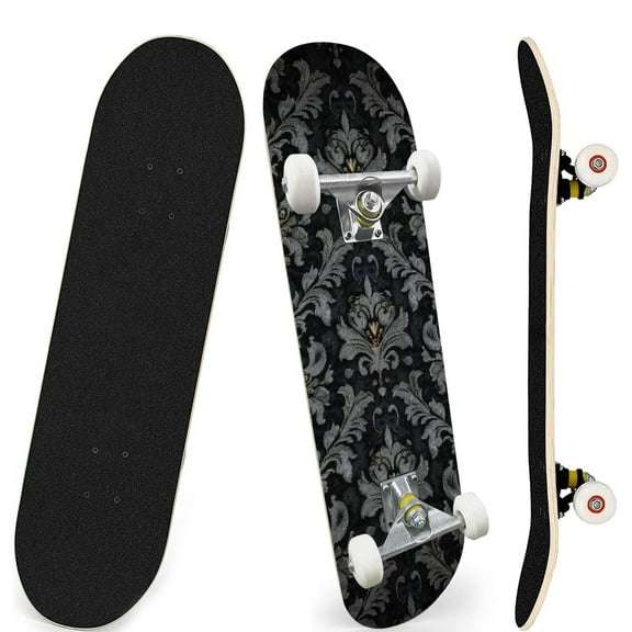 Skateboards for Beginners Seamless bitmap 7 Layer Maple Wood Double Kick Concave Skate Boards 31" x 8" for Youths Girls Boys Kids Teens Adults