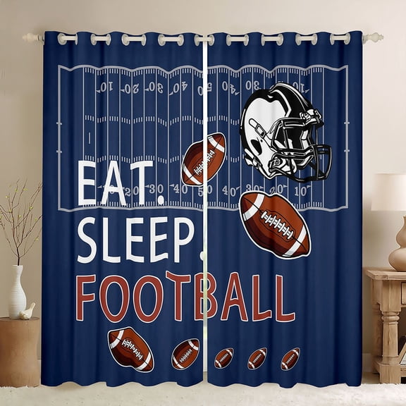Castle Fairy Eat Sleep Football Black Out Curtains,Sport Curtains Pack of 2 (42x63 Each)