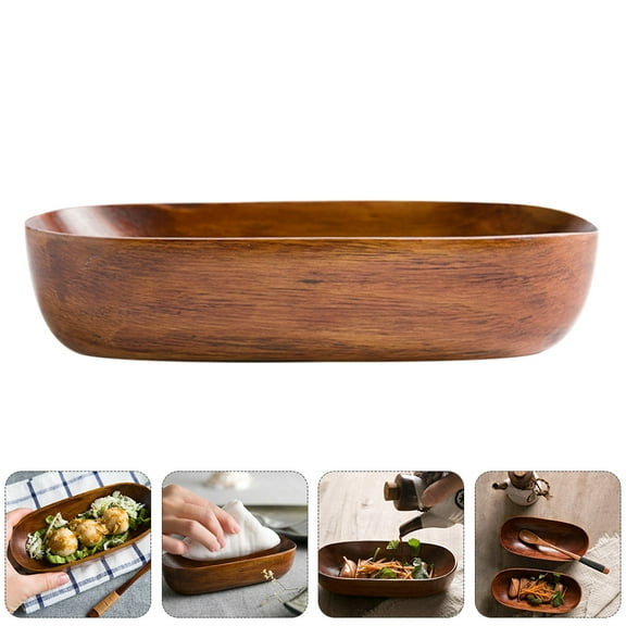 Hytrove 1Pcs Wooden Sushi Plate Boat Shape Serving Dishes for Restaurant Use