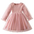 thumbnail image 2 of LIBRCLO Kids Girls Mesh Dresses Long Sleeve Solid Color Casual Skirt, Princess Cake Dress for Winter Spring Fall, 2 of 4