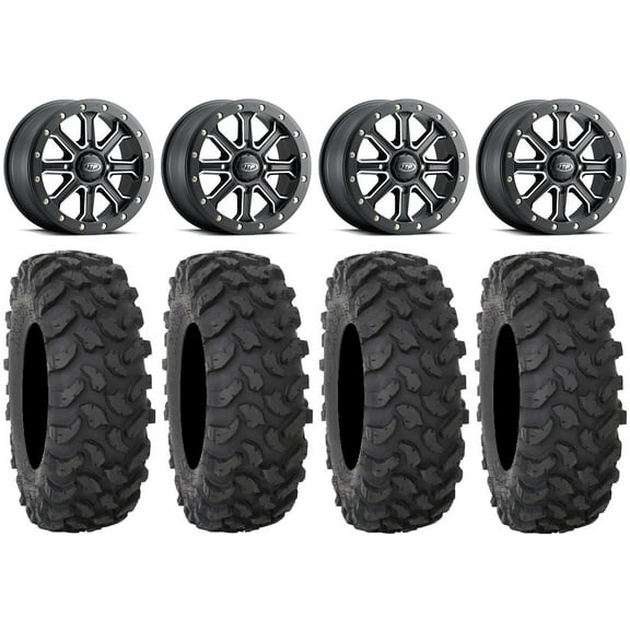ITP Inertia Beadlock 14" Wheels Black  40mm 28" XTR370 Tires Can-Am Maverick X3 / Honda Pioneer 1000 / Talon
