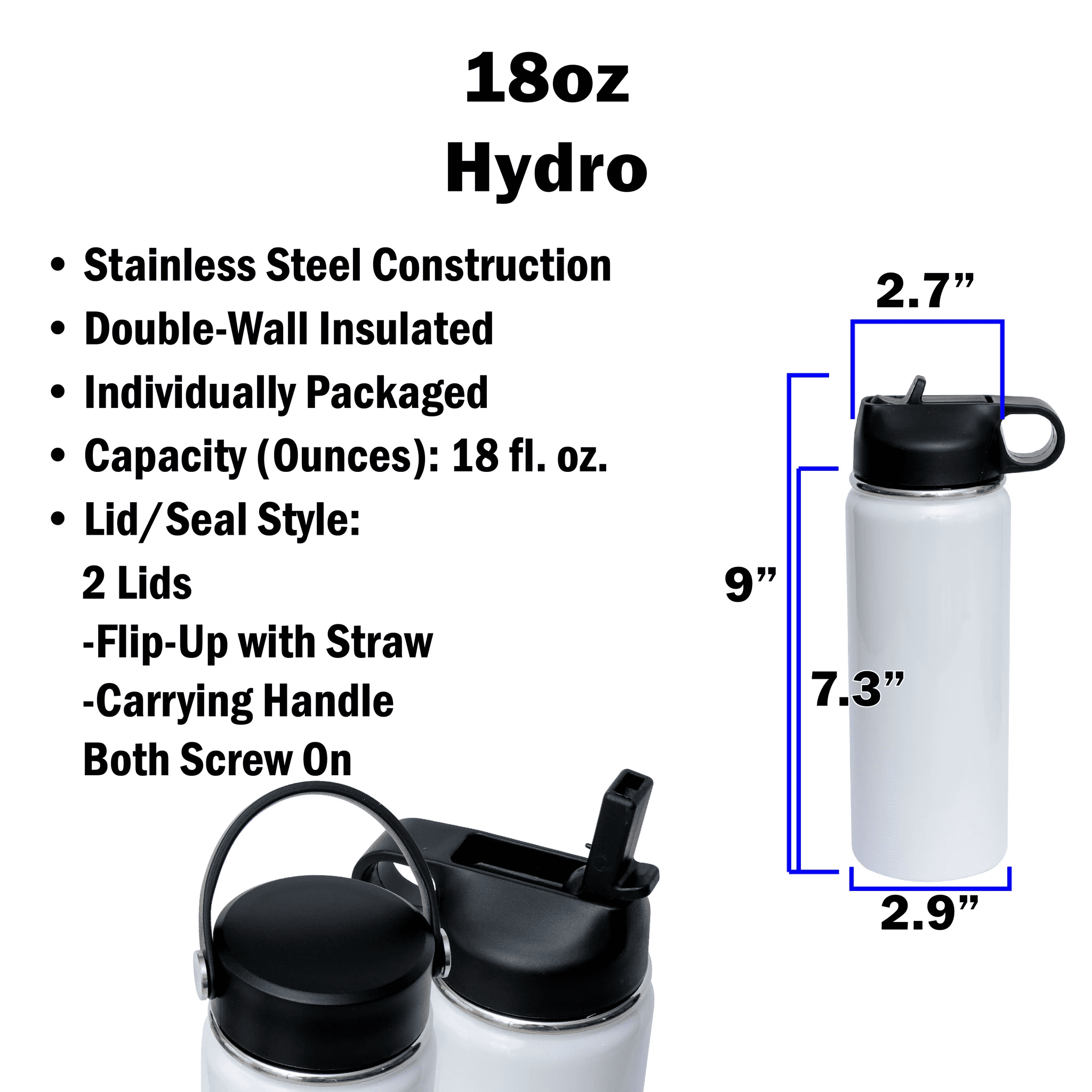 18oz Hydro Water Bottle - Sublimation