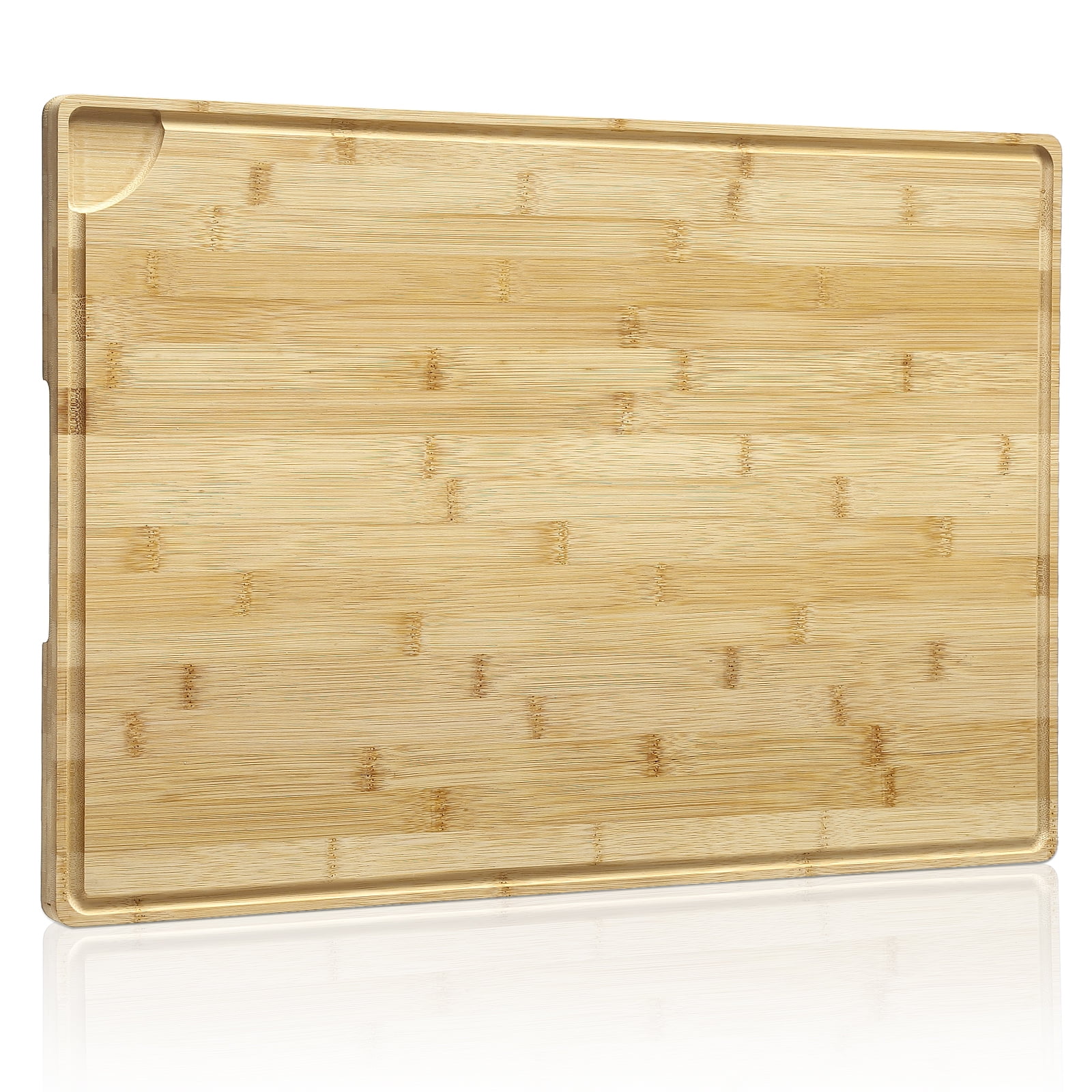 Bamboo Cutting Board, 0.8" Thick, Eco-Friendly Butcher Block with Deep Juice Groove & Handles, for Meat, Cheese, Vegetables, Fruits & Bread, 24*16 in