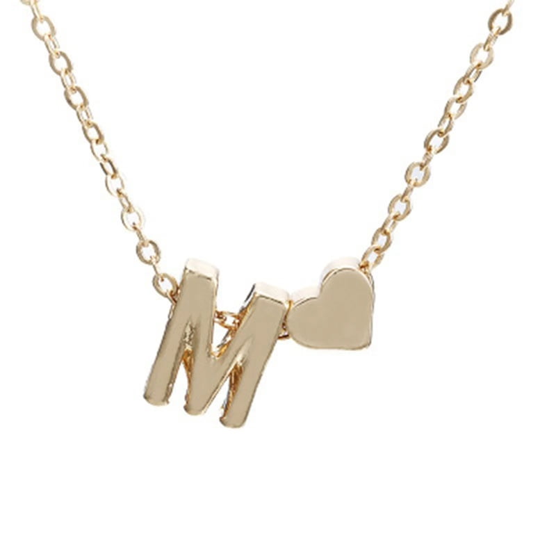 DESIGNICE Gold Initial Necklaces for Women Gold Plated M Letter Name Heart Choker Necklace Fashion Jewelry Birthday Gifts