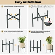 Urban Deco Adjustable Metal Plant Stand Outdoor & Indoor Fits for 8-14 inches Plant Pot Stand Mid Century Modern Planter Pot Holder Corner Plant Stands