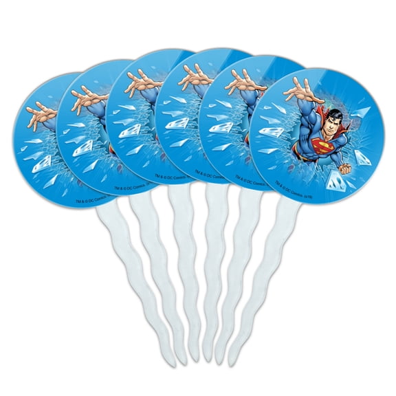 Superman Breaking the Ice Cupcake Picks Toppers Decoration Set of 6