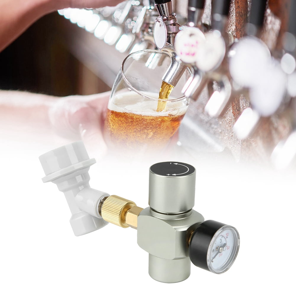 CO2 Regulator, Homebrew Beer CO2 Regulator Charger Gas Disconnect with Plastic Connector 0-60PSI Ball Lock Gas Disconnect