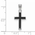 thumbnail image 2 of Sterling Silver Rhodium-Plated Black Enameled Cross Charm Made In United States qxr272, 2 of 2