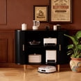 thumbnail image 4 of Howcool 40" Credenza Buffet Sideboard Cabinet with Storage, Modern Fluted Sliding Door Console with Adjustable Shelf for Kitchen, Entryway & Coffee Bar,Black, 4 of 6