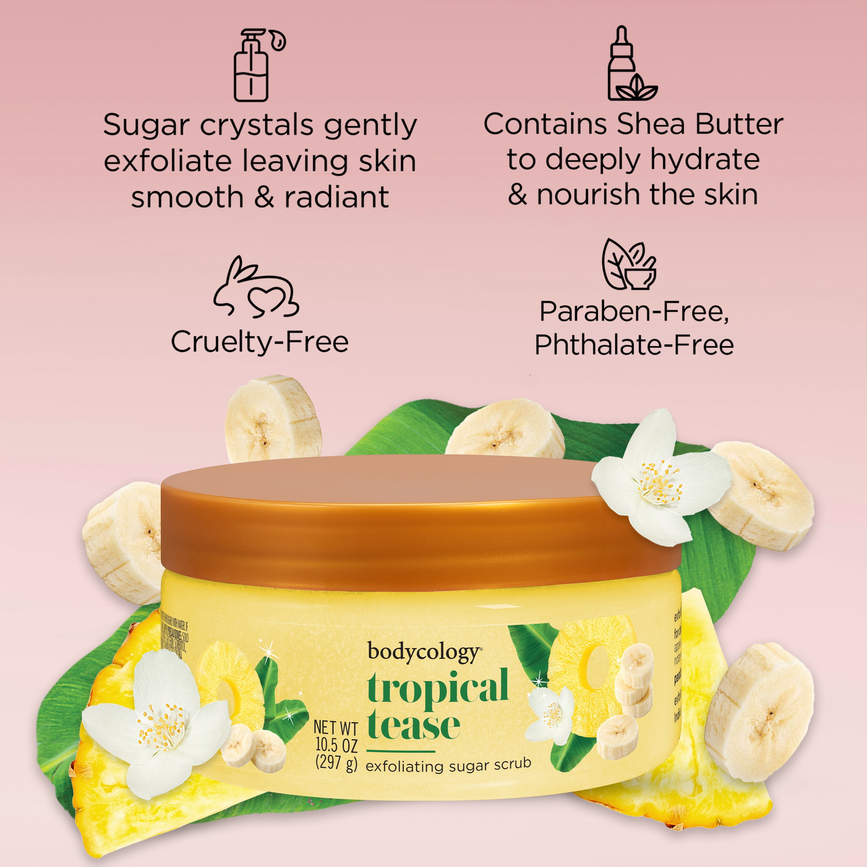 Bodycology Tropical Tease Exfoliating Sugar Scrub, 10.5 oz