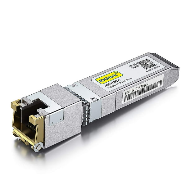 10GBaseT SFP+ Transceiver, 10G T, 10G Copper, RJ45 SFP+ CAT.6a, up to