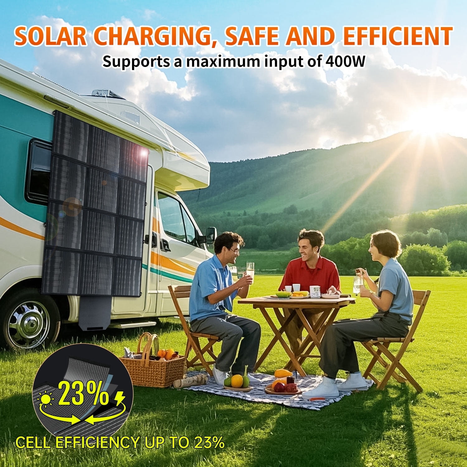 SAGEPEAK 500W Foldable Solar Panel, 23% High Efficiency IP67 Waterproof Solar Charger for Power Station, RV, Camping