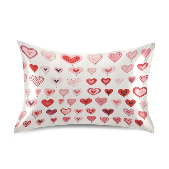 Ryvnso Satin Pillowcase Hearts Print Pillow Cases Standard Size 26x20in