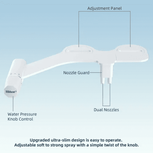 CADOVE Ultra-Slim Non-Electric Bidet Attachment for Toilet, Dual Self-Cleaning Nozzle