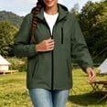 thumbnail image 6 of BONIXOOM Women Jacket, Hooded Zip Jacket Color Block with Secure Pockets for Outdoor Army Green S-2XL, 6 of 8