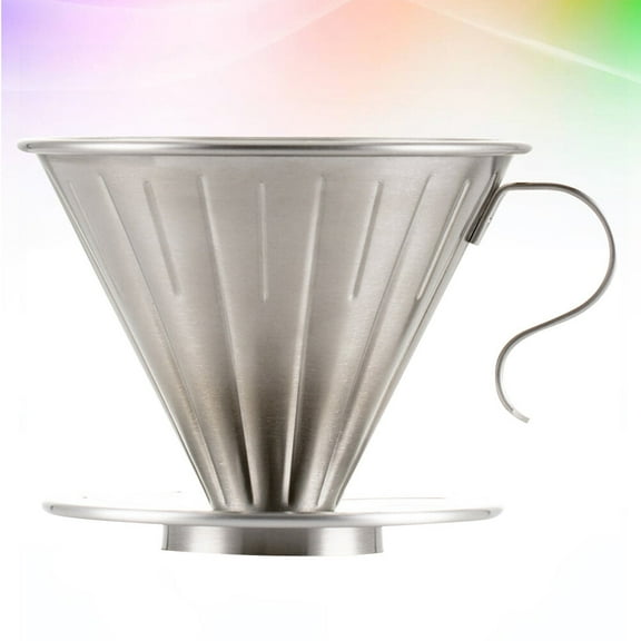 Worgeous Stainless Dripper Cone Coffee Drip Filter Cup Permanent Coffee Maker with Separate Stand for 1-2 Cups (Silver)