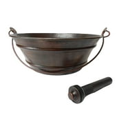 SimplyCopper  15" Round Copper Bucket Vessel Bathroom Sink in Aged Copper with Lift & Turn Drain - 15" X 15" X 6"