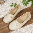 thumbnail image 4 of Miluxas Leather Flat Shoes, Lightweight Anti-Slip Breathable for Women Dressy Slip-On Bow-Knot Flats Loafers White 9.5(43), 4 of 9