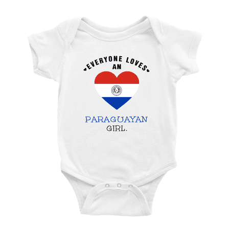 

Everyone Loves an Paraguayan Girl Baby Romper Bodysuit (White 18-24 Months)