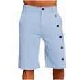 thumbnail image 4 of Fancifize Mens Shorts Summer Beach Wear Casual Relaxed Fit Button Design Shorts Solid Plain Comfy Shorts, 4 of 6